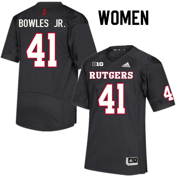 Women #41 Todd Bowles Jr. Rutgers Scarlet Knights College Football Jerseys Sale-Black - Click Image to Close